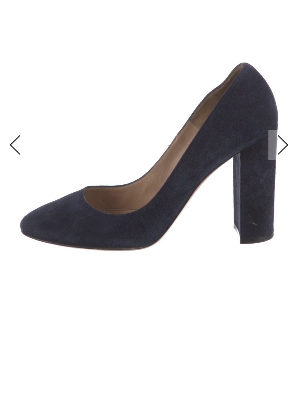 Gianvito Rossi Navy Suede Block Heel Pump